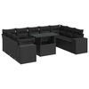 vidaXL 10-dijelni set vrtnih sofa s jastucima crni od poliratana
