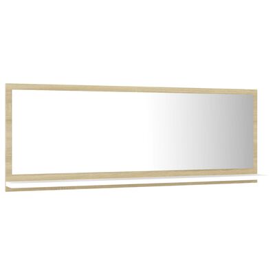 vidaXL Kupaonsko ogledalo bijelo i boja hrasta 100x10,5x37 cm drveno