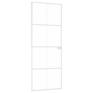 vidaXL Sobna vrata bijela 76x201,5 cm kaljeno staklo i aluminij tanka