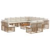 vidaXL Set vanjskih sofa 14 pcs Prirodna i krema bijela Poliester