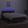 vidaXL Krevet box spring s madracem LED tamnosmeđi 140x190 cm tkanina