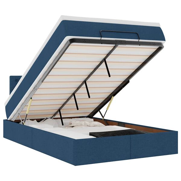 vidaXL Otomanski okvir kreveta s madraca plavi 120x190 cm od tkanine
