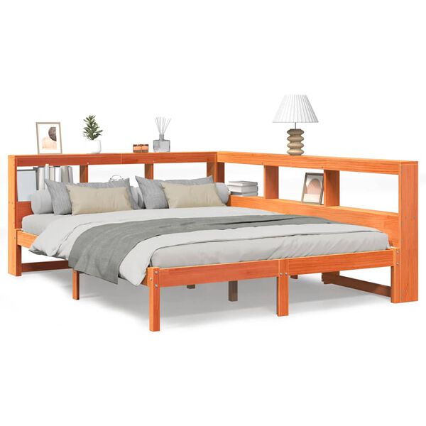 vidaXL Krevet s regalom za knjige bez madraca 140x200 cm od borovine