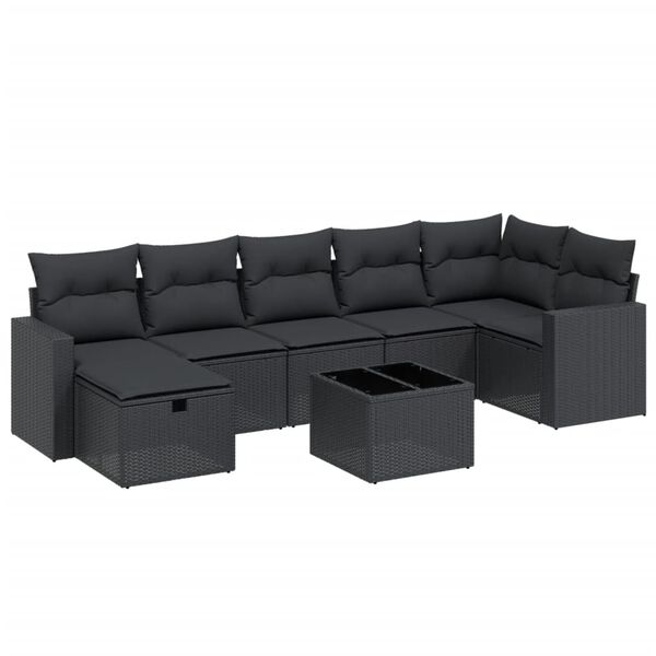 vidaXL 8-dijelni set vrtnih sofa od poliratana s jastucima crni
