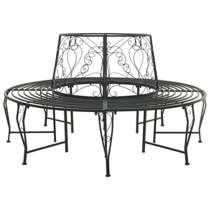 vidaXL Klupa pod drvetom 8-Broj sjedala &Oslash; 160 x 89 cm Čelik Crna