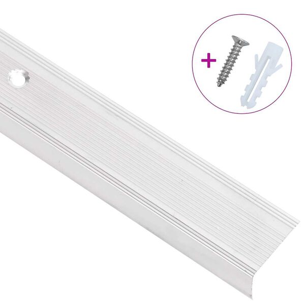 vidaXL Rubnjaci za stepenice L-oblik 15 kom aluminijski 90 cm srebrni