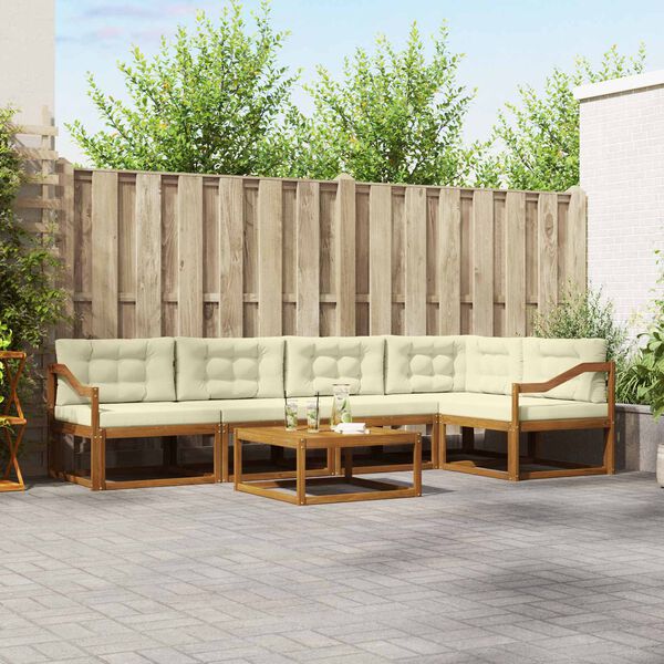 vidaXL Set vanjskih sofa s jastukom 6 pcs Prirodna i krem
