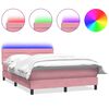 vidaXL Box Spring krevet s madracem i LED ružičasti 140x220 cm bar&scaron;un