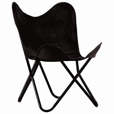 vidaXL Leptir-stolice od prave kože 2 kom crne dječja veličina