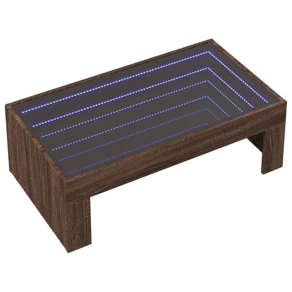 vidaXL Stolić s beskonačnim LED svjetlima boja hrasta 90x50x30 cm