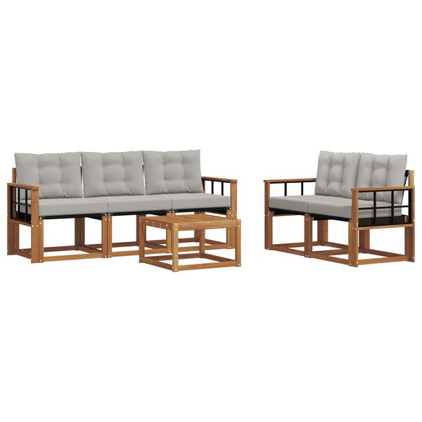 vidaXL Set vanjskih sofa s jastukom 6 pcs Prirodna i svijetlo siva