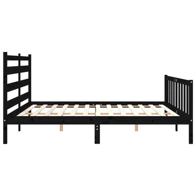 vidaXL Okvir kreveta s uzglavljem crni 180 x 200 cm od masivnog drva