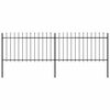 vidaXL Vrtna ograda s vrhom koplja Čelik 337x100 cm Crna