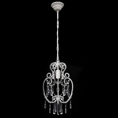 Bijela metalna viseća lampa s kristalnim perlama
