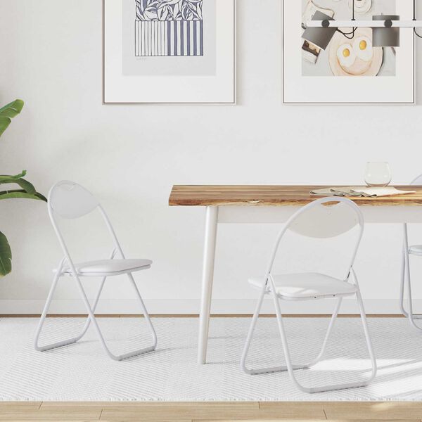 vidaXL Sklopiva stolica 2 pcs Bijeli 48 x 43,5 x 81 cm Lažna koža