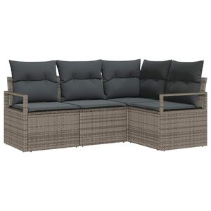 vidaXL Set sofe s jastukom s pohranom 4 pcs Siva poliratan