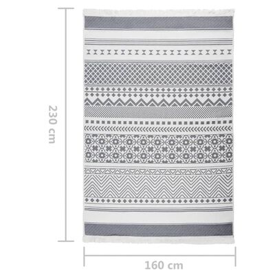 vidaXL Tepih sivo-bijeli 160 x 230 cm pamučni