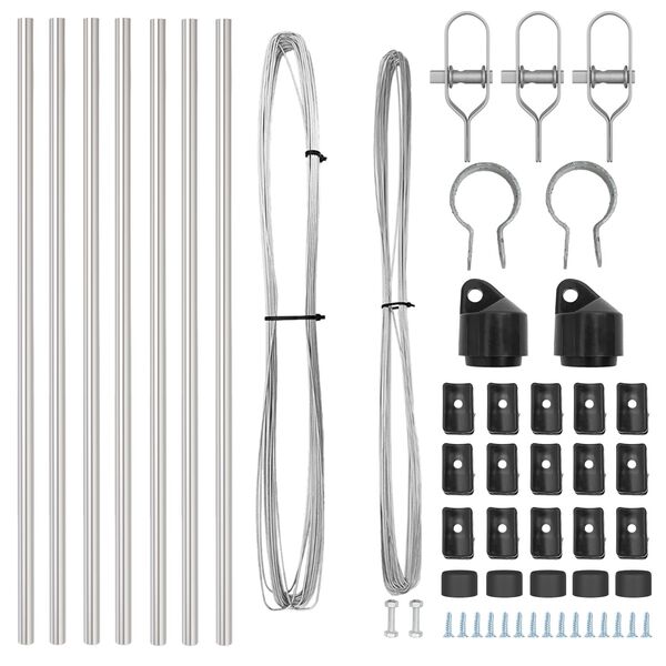 vidaXL Stup za ogradu 7 pcs Srebrno Čelik