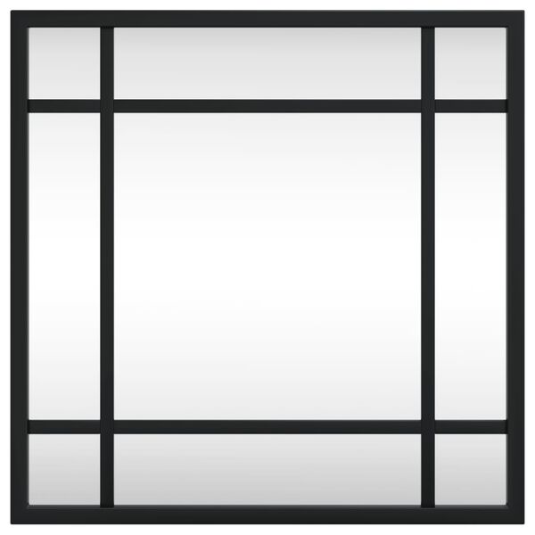 vidaXL Zidno ogledalo crno 30x30 cm četvrtasto željezno