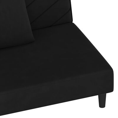 vidaXL Dvosjed na razvlačenje s dva jastuka crni baršunasti