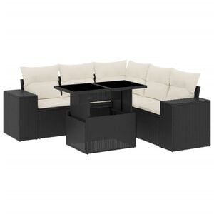 vidaXL 6-dijelni set vrtnih sofa s jastucima crni od poliratana