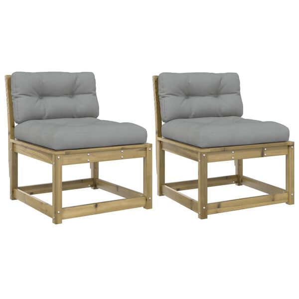 vidaXL Vrtne sofe s jastucima 2 kom od impregnirane borovine