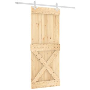vidaXL Klizna vrata Prirodna i bijela 85 x 210 cm Čvrsta borovina