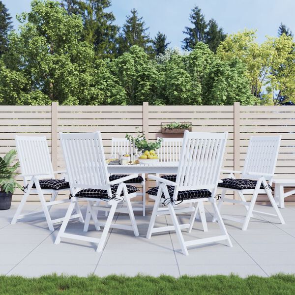 vidaXL Jastuci za stolice 6 kom crni karirani 40x40x7 cm od tkanine