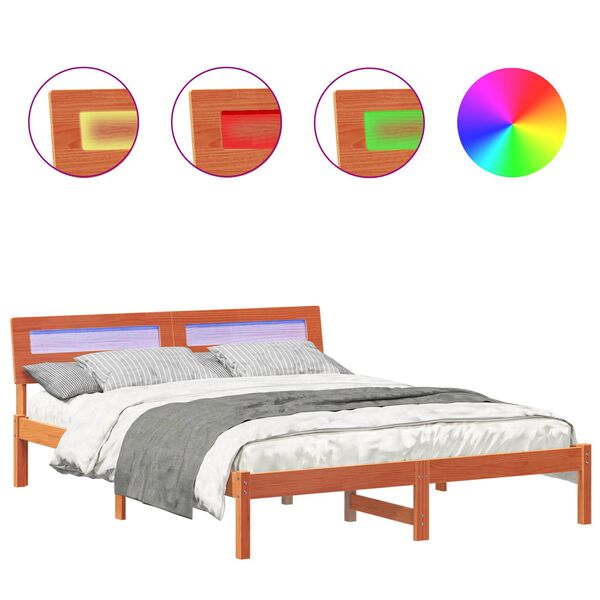 vidaXL Krevetna konstrukcija s uzglavljem Vosak smeđa 160 x 200 cm