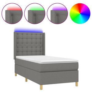 vidaXL Krevet box spring s madracem LED tamnosivi 80 x 200 cm tkanina