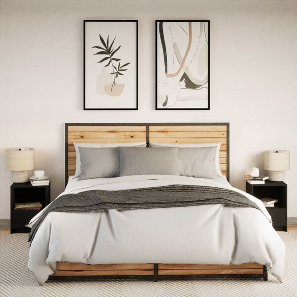 vidaXL Noćni ormarići s LED svjetlima 2 kom crni od konstruiranog drva