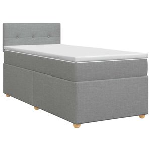 vidaXL Boxspring krevet s madracem Svjetlosiva 90 x 190 cm Tkanina