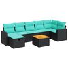 vidaXL 8-dijelni set vrtnih sofa od poliratana s jastucima crni