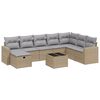 vidaXL 9-dijelni set vrtnih sofa s jastucima bež od poliratana
