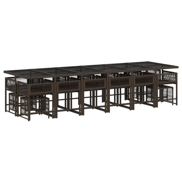 vidaXL 17-dijelni vrtni blagovaonski set s jastucima poliratan smeđi