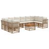 vidaXL Set vanjskih sofa 11 pcs Prirodna i krema bijela Poliester