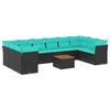 vidaXL 11-dijelni set vrtnih sofa od poliratana s jastucima crni
