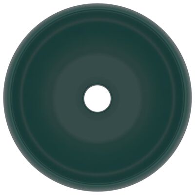 vidaXL Luksuzni okrugli umivaonik mat tamnozeleni 40 x 15 cm keramički