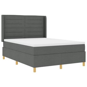vidaXL Krevet s opruga kutije s LED trakama Siva 160 x 200 cm tkanina