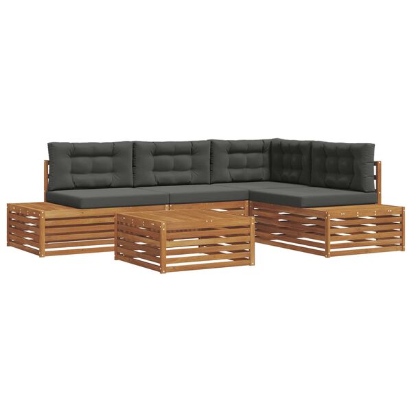 vidaXL Set vanjskih sofa s jastukom 5 Komad Prirodna i antracit