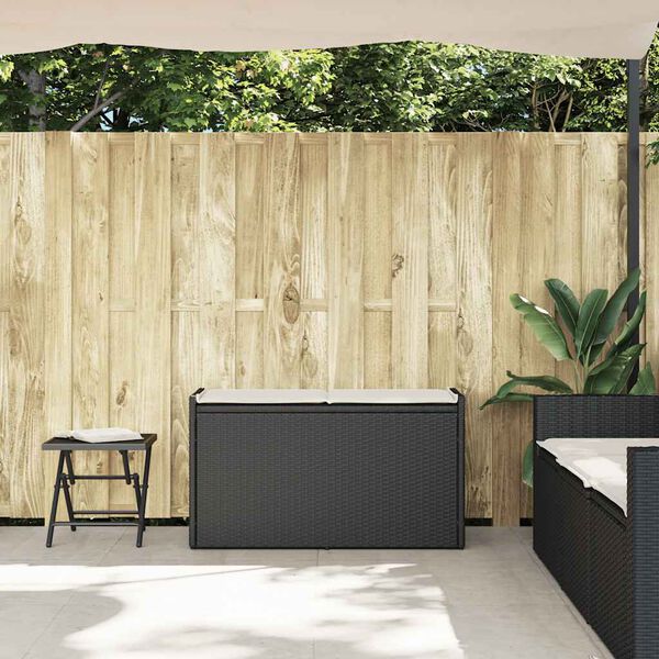 vidaXL Vanjska klupa za odlaganje s crnim jastukom 100 cm