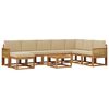 vidaXL Set vanjskih sofa 9 pcs Prirodna i bež Čvrsto drvo akacije
