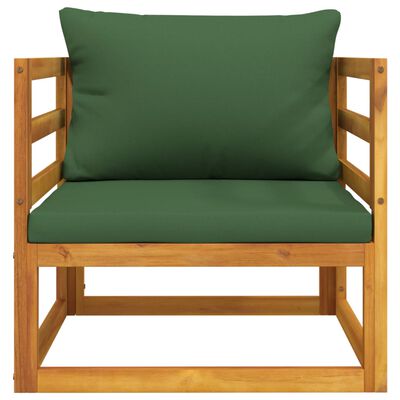 vidaXL Vrtna stolica sa zelenim jastucima od masivnog drva bagrema