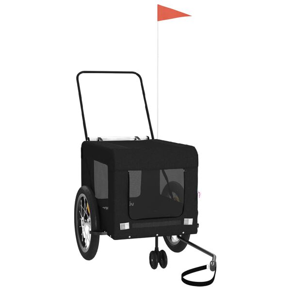 vidaXL Prikolica za bicikl za ljubimce crna od tkanine i željeza