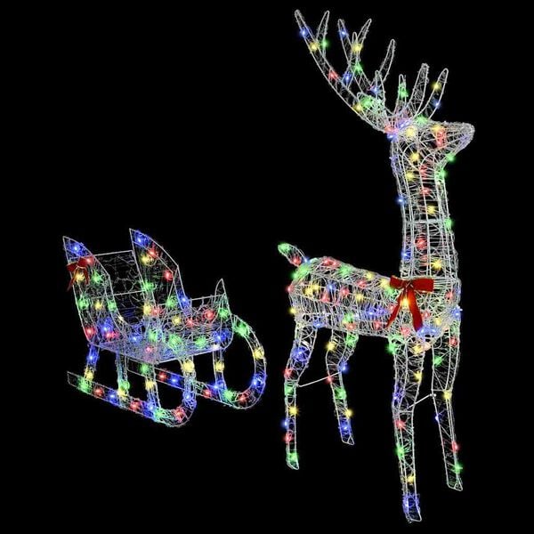 vidaXL Reindeer vuče saonice &scaron;areni 70 x 26 x 128.5 cm Akril