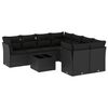 vidaXL 9-dijelni set vrtnih sofa s jastucima crni od poliratana