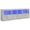 vidaXL Komoda s LED svjetlima siva boja betona 202x37x67 cm