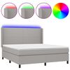 vidaXL Krevet box spring s madracem LED svjetlosivi 160x200 cm tkanina