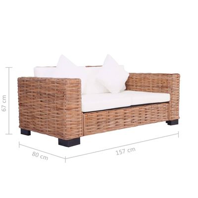 vidaXL 3-dijelni set sofa od prirodnog ratana s jastucima