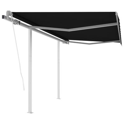 vidaXL Automatska tenda na uvlačenje sa stupovima 3,5 x 2,5 m antracit